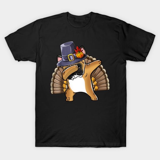 Thanksgiving T shirt for Boys Men Dabbing French Bulldog Turkey T-Shirt by TeeAbe